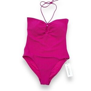 NWT Sea Folly Fuchsia Rose Pink Sea Dive Bandeau One Piece Swimsuit - Size 10
